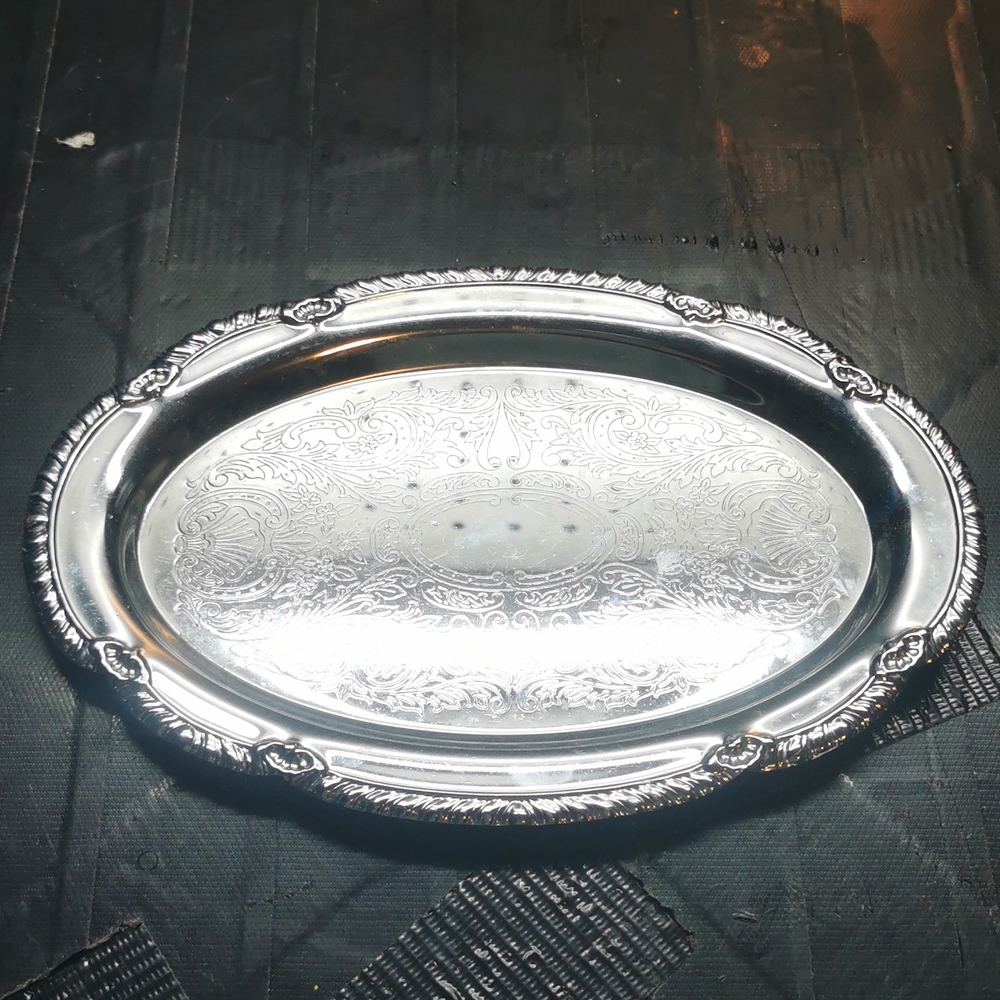 Irvinware silver serving tray.